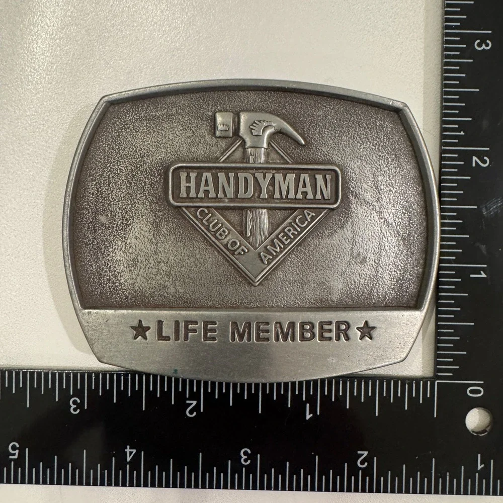 Handyman Club of America Life Member Belt Buckle Vintage 1996 Pewter Finish‎